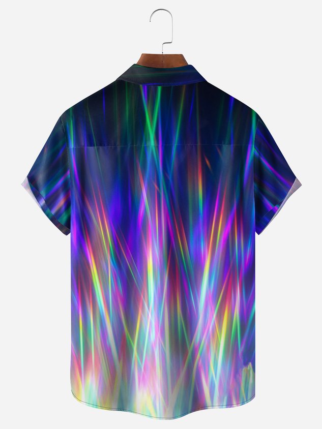 Laser Pattern Chest Pocket Short Sleeve Shirt