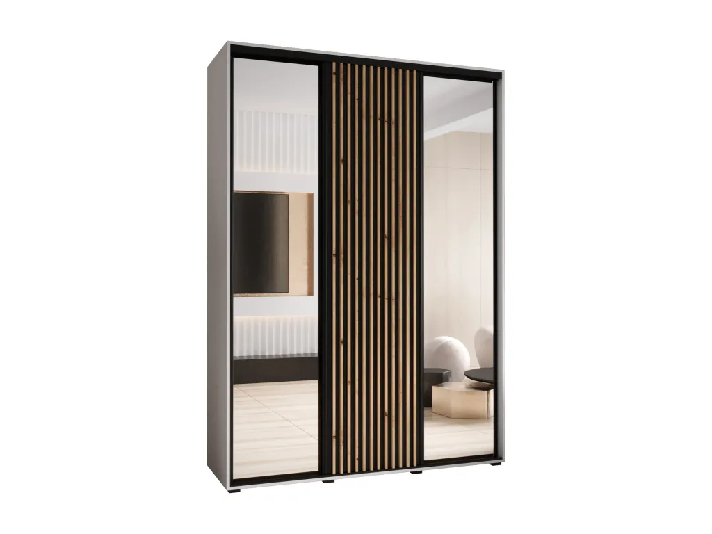 Armario Lluesmahome de 2 Puertas Correderas de 205.2/180/60 cm (Blanco/Negro)  NQ1369971