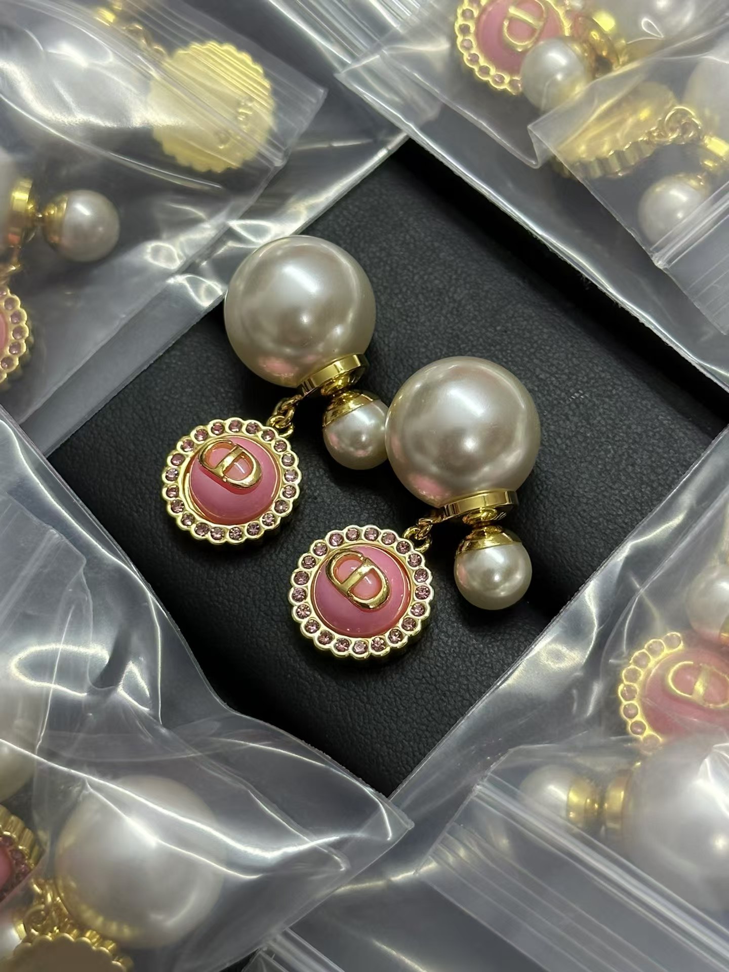 Dior Pink CD Tribales Pearl Earrings - Original Replica Club