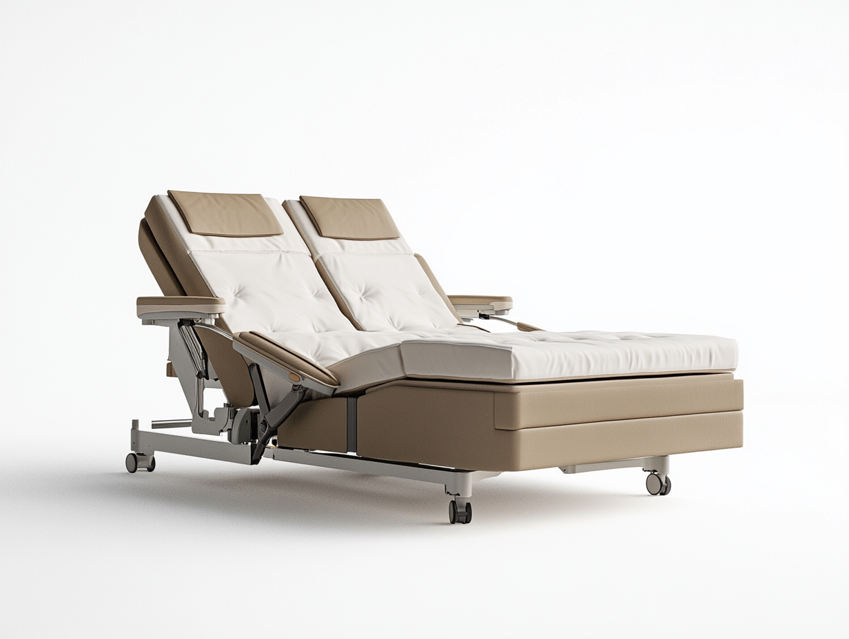 Cama articulada doble para cuidados intensivos con estructura metálica reforzada
