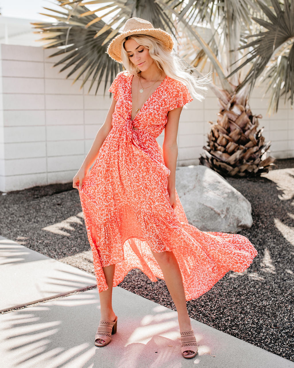 Kissed By The Sun High Low Pocketed Tie Maxi Dress - FINAL SALE - Se7enfashion