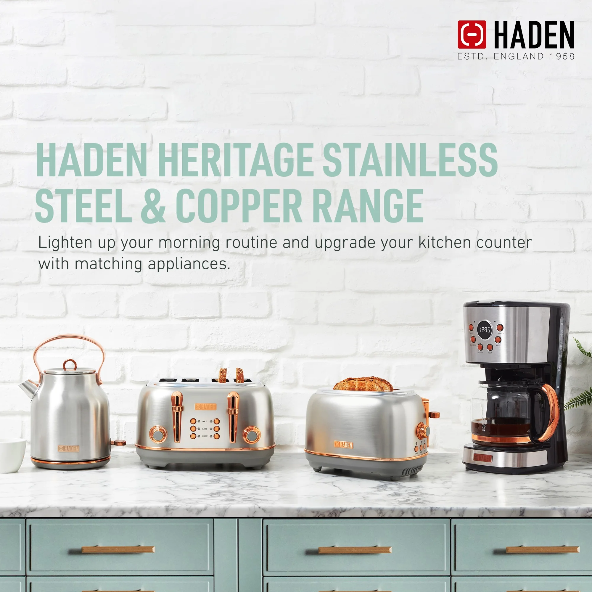Haden Heritage 1.7 Liter Electric Kettle with 2 Slice Bread Toaster, White - Image 21