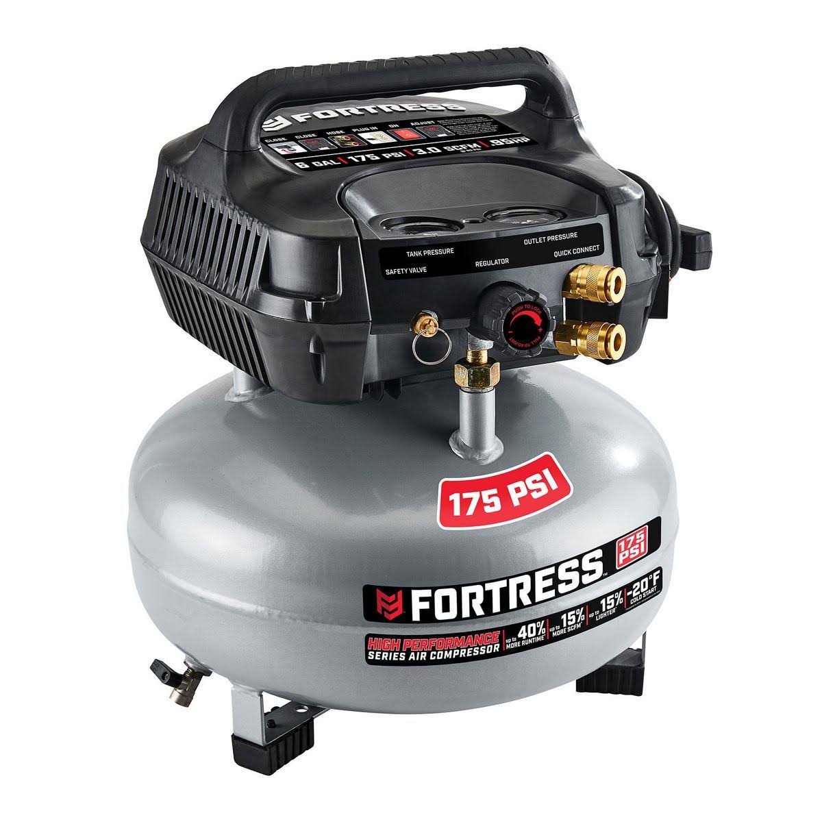 Fortress 6 Gallon, 175 PSI High Performance Hand Carry Jobsite Air Compressor 56829"
