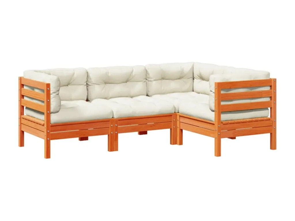 Set de sofás jardín 4 pzas con cojines Habitarluz marrón cera 96039ZEKQ