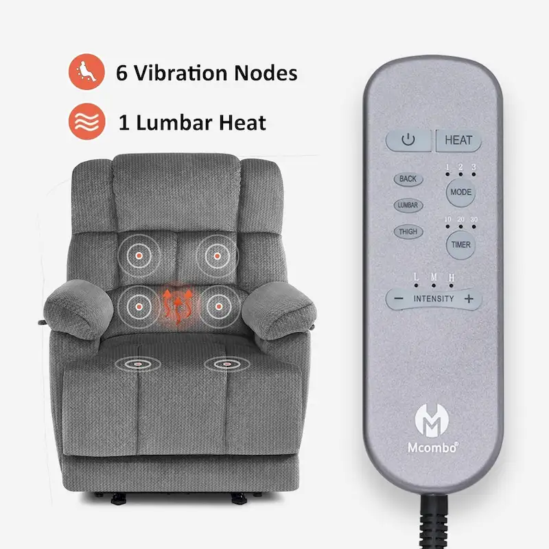MCombo Heated Massage Electric Recliner Chair for Living Room - Fabric R6233