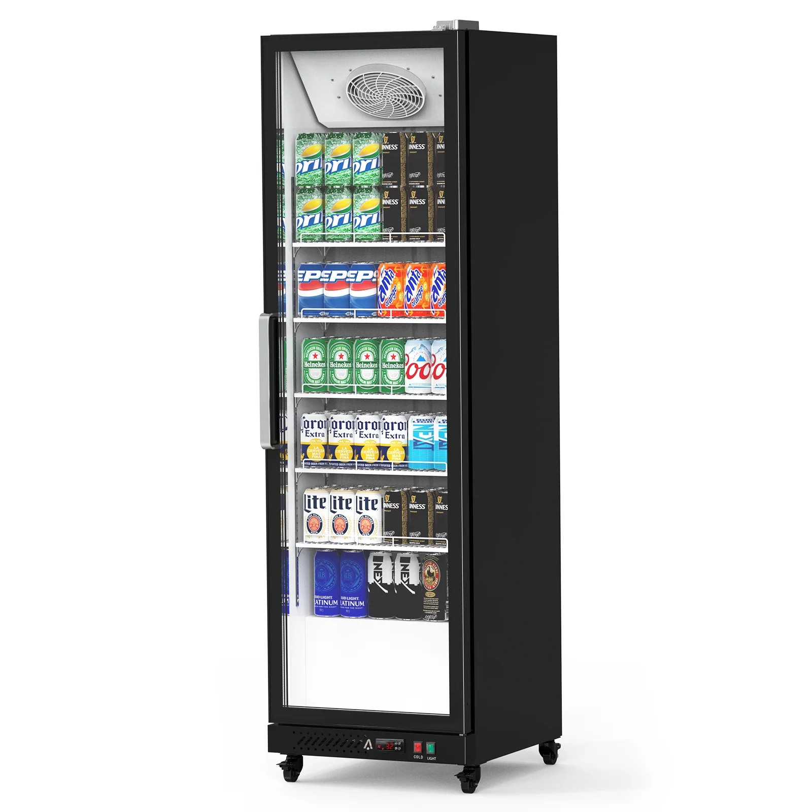 Garvee Commercial Refrigerator,12.4 Cu.ft Display Fridge Merchandiser Upright Beverage Cooler,Single Glass Door Fridge with Adjustable Shelves & LED Lighting,Black - Image 2