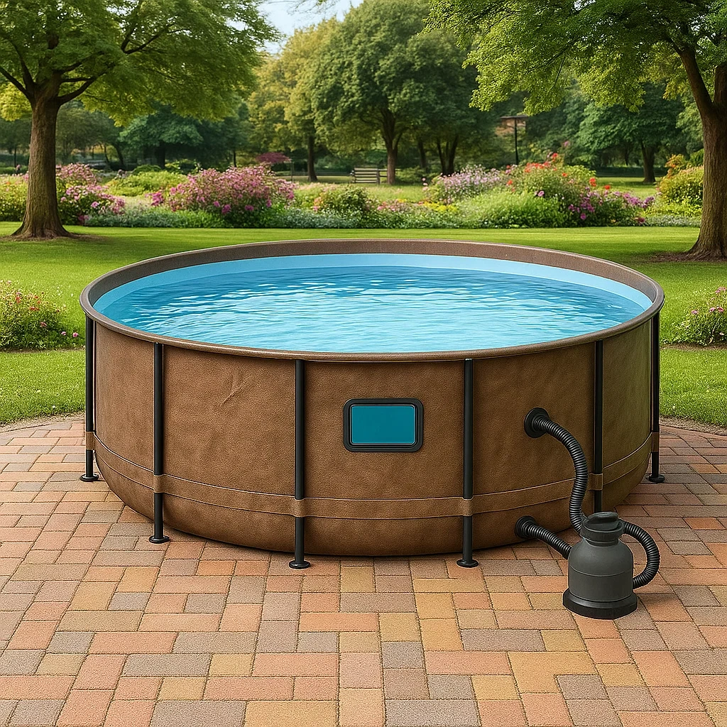 Piscina tubular redonda 298x96 cm, color marrón, con filtro y escalera DaleltL249sd