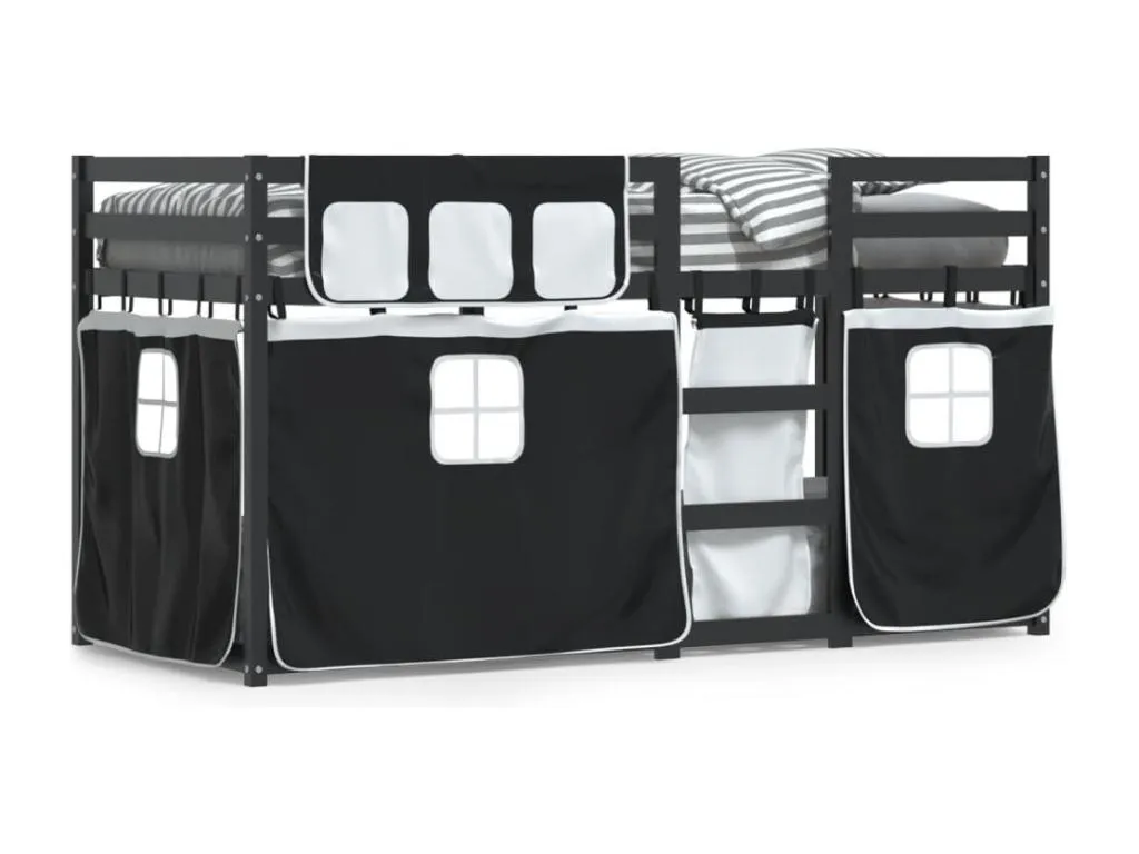 Jmmhogar Litera con cortinas Jmmhogar maciza Jmmhogar blanco y negro 90x200 cm