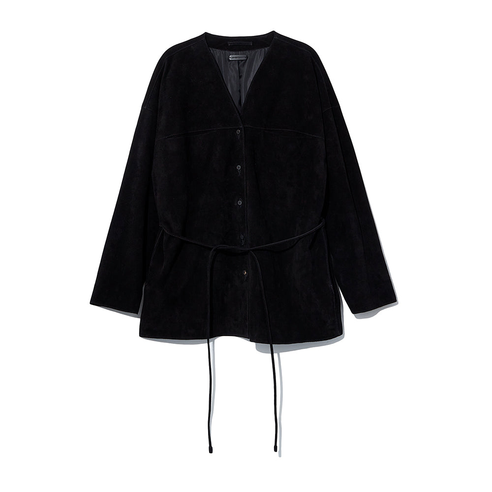 Le 17 septembre - Veste en cuir sans col - Noir