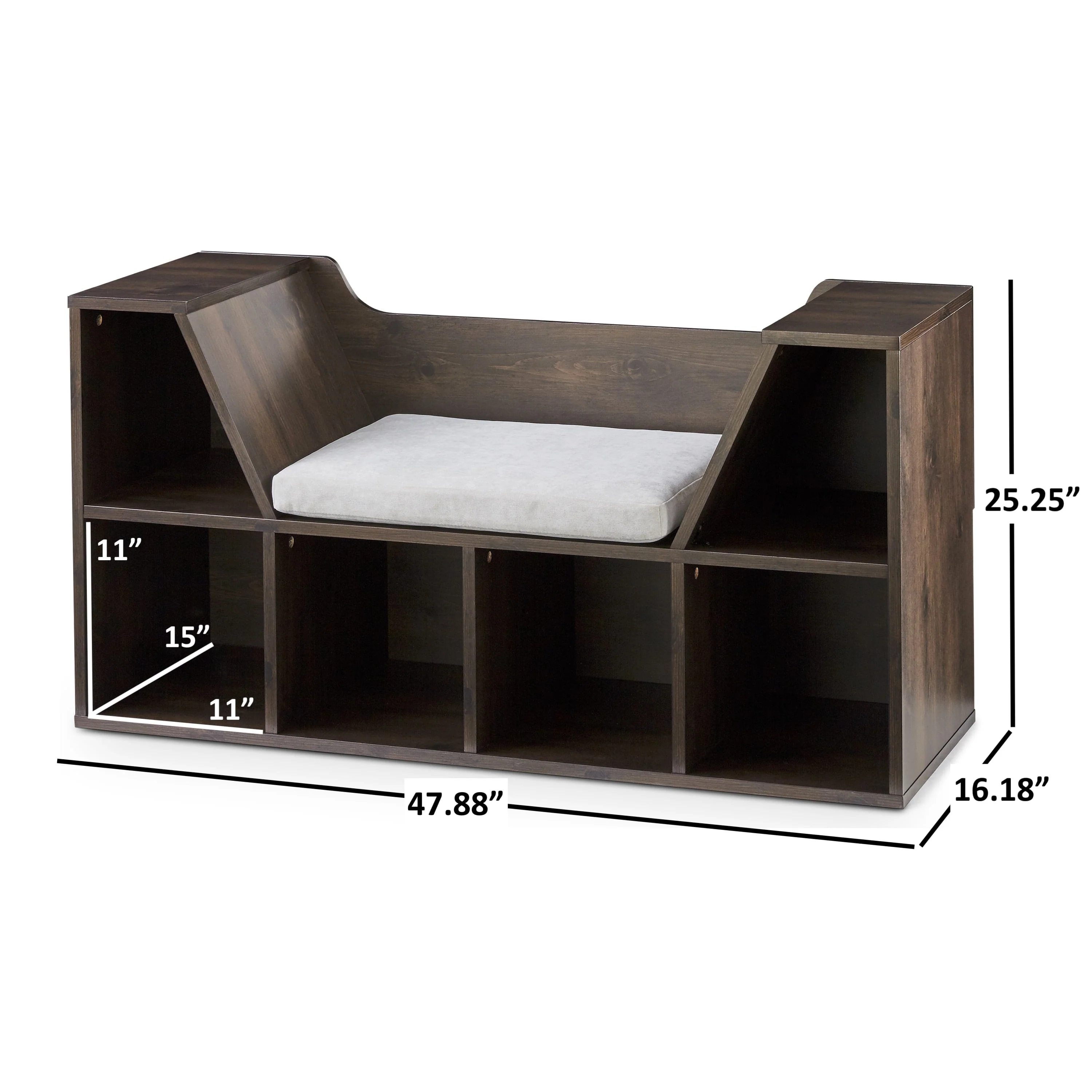 Your Zone Kids Reading Nook and Storage Bookcase, Dark Chestnut - Image 6