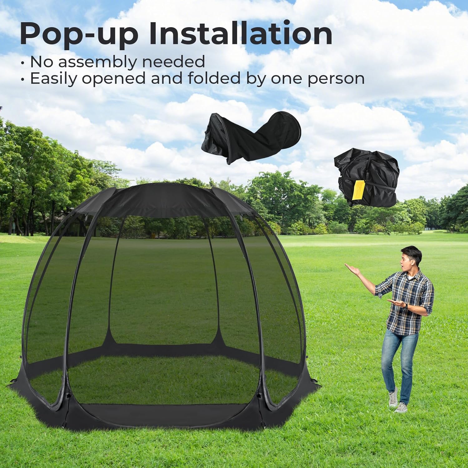Screen gazebo sleeps 6-10-15 people Igloo-style canopy tent mosquito net on the sides Perfect