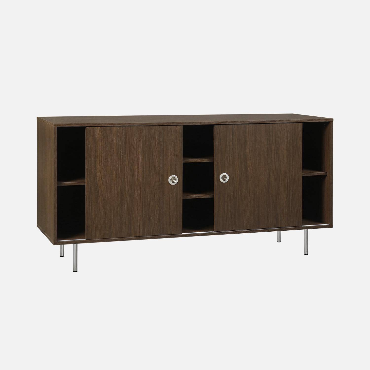 Shelby - Aparador vintage de madera y acero inoxidable con 2 puertas, 150 cm