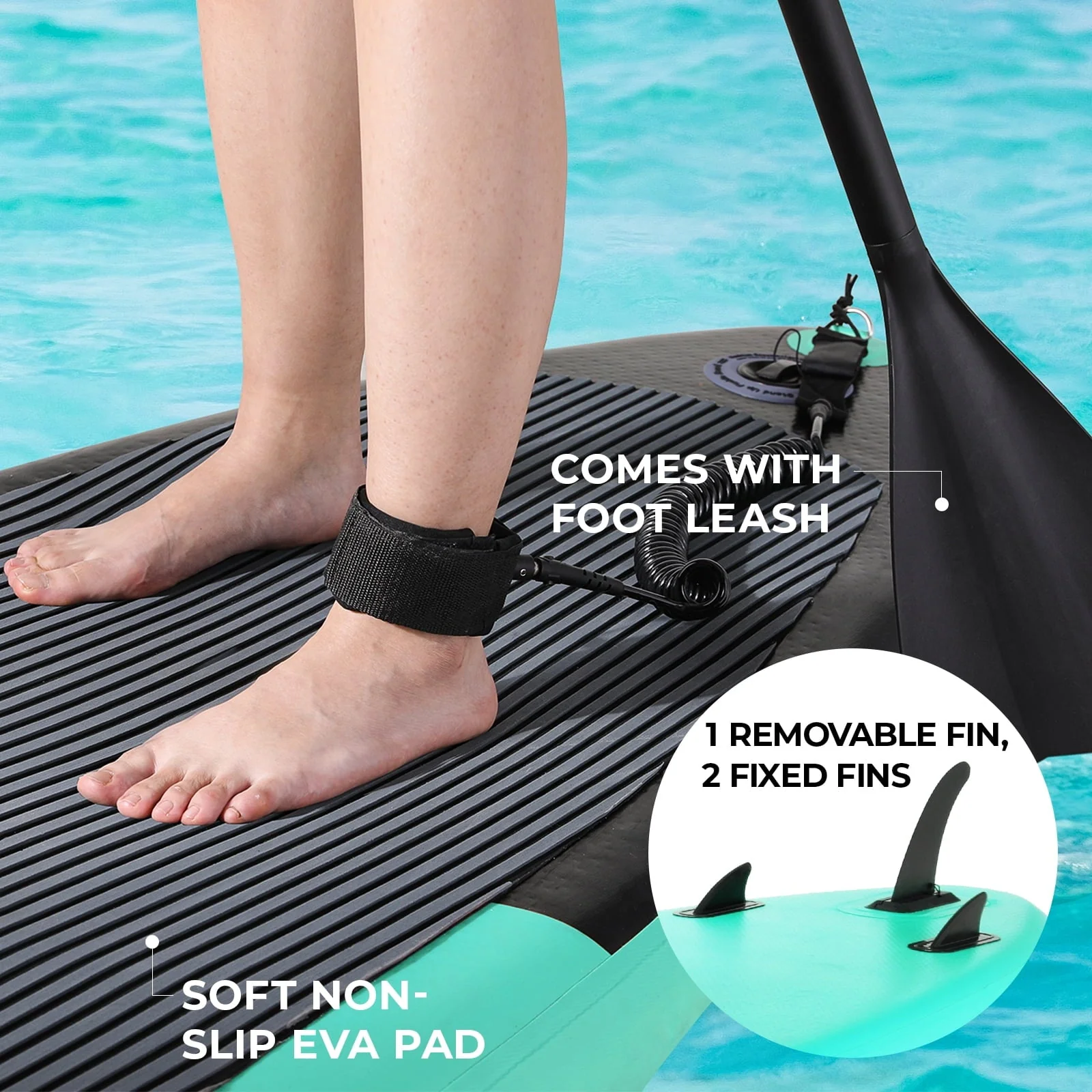 Arlopu Portable 10' Inflatable Stand Up Paddle Board with Aluminum Paddle, Leash, Hand Pump & Backpack for Youth Adult - Image 8