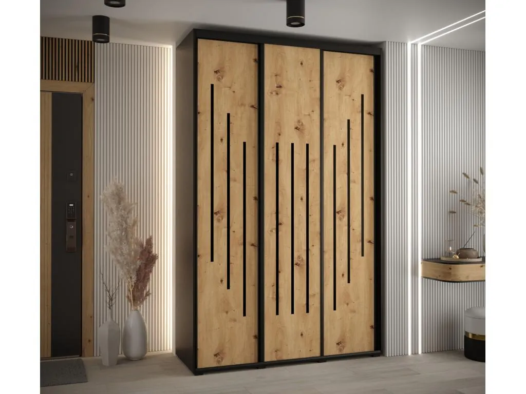 ARMARIO Decopractico 8 DE PUERTAS CORREDERAS 235.2/160/60 3 puertas (Negro/Artisan/Negro) ZWOP14892