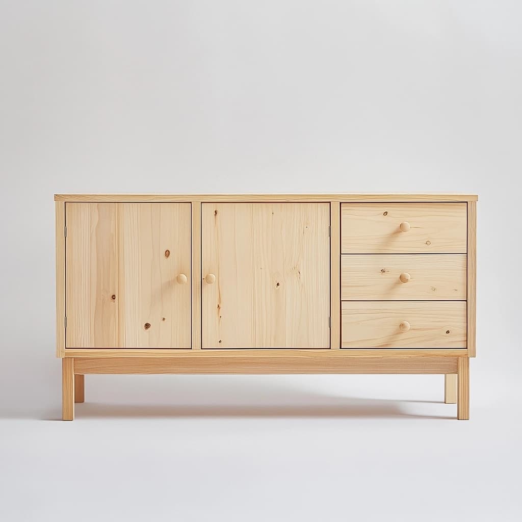 Aparador Madera Rectangular Pino Natural 120x40x75cm