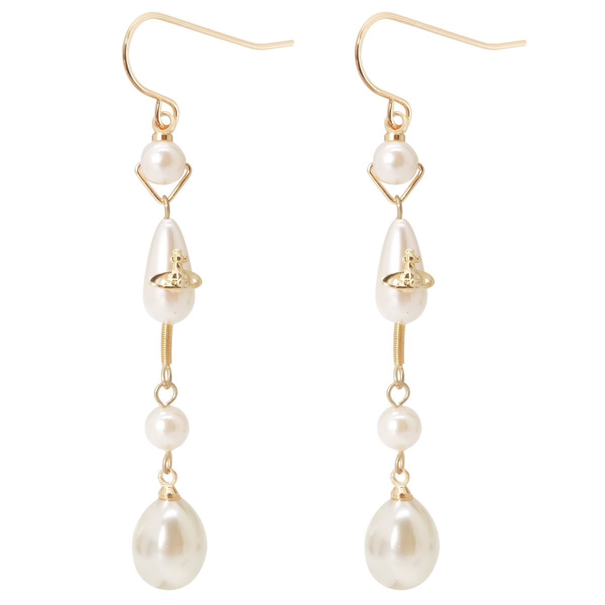 Vivienne Westwood Teardrop Pearl Saturn Earrings - Original Replica Club