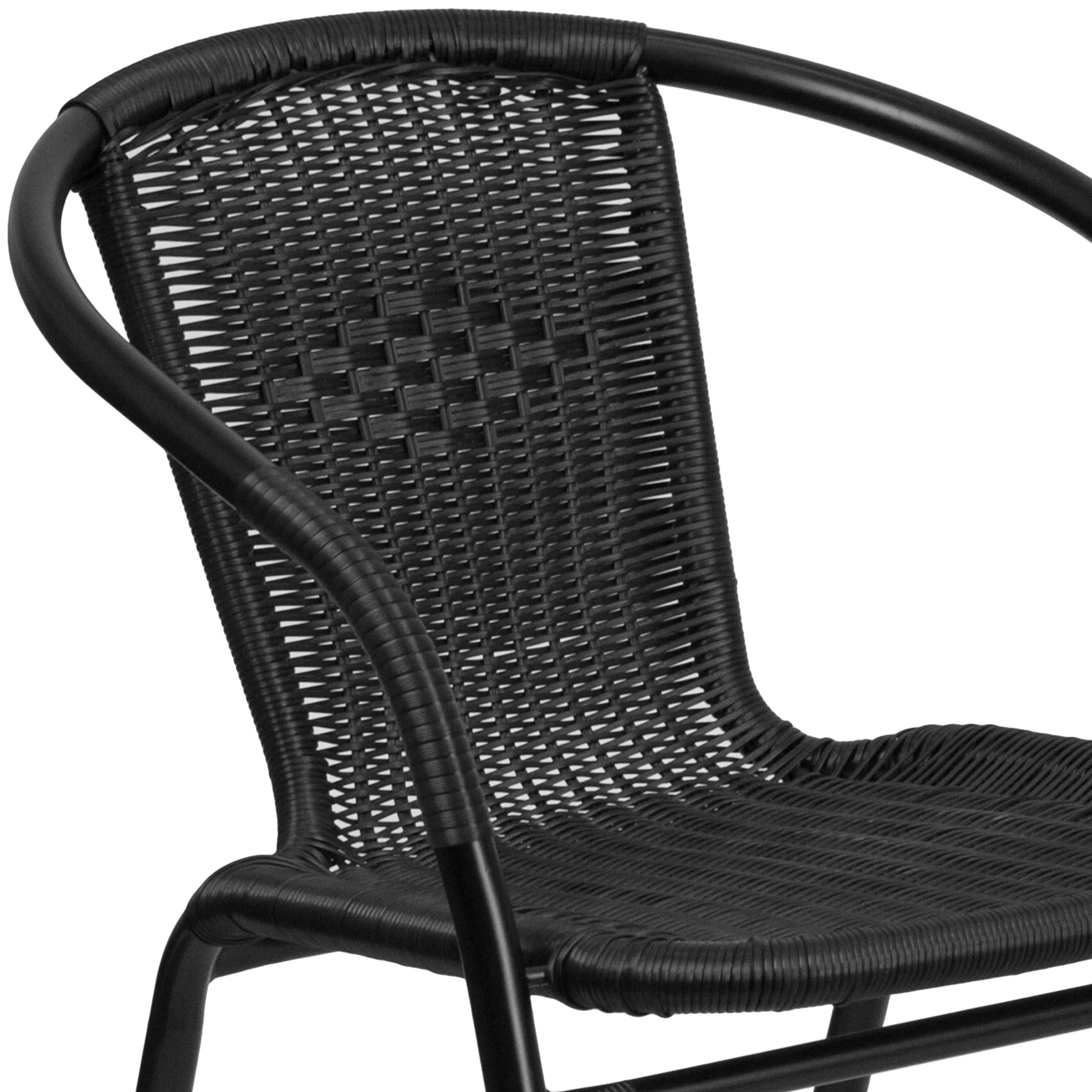 Emma + Oliver Indoor/Outdoor Stacking Rattan Restaurant Patio Chairs, Set of 2, Gray - Image 21