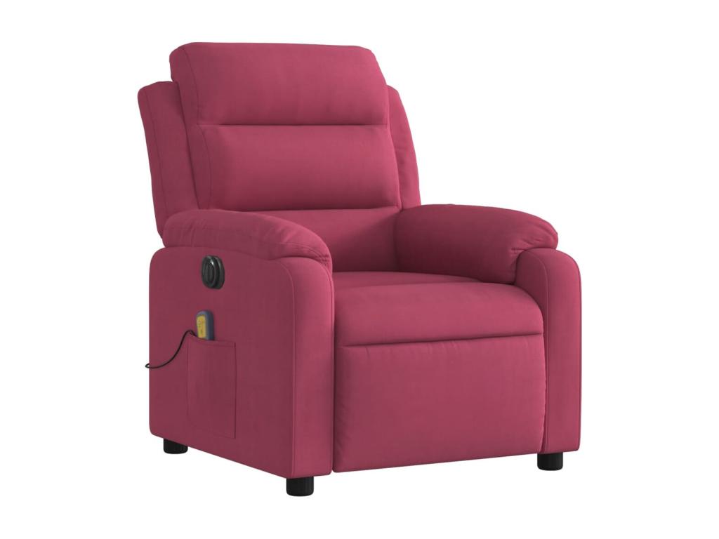Sillón reclinable de masaje eléctrico terciopelo rojo tinto