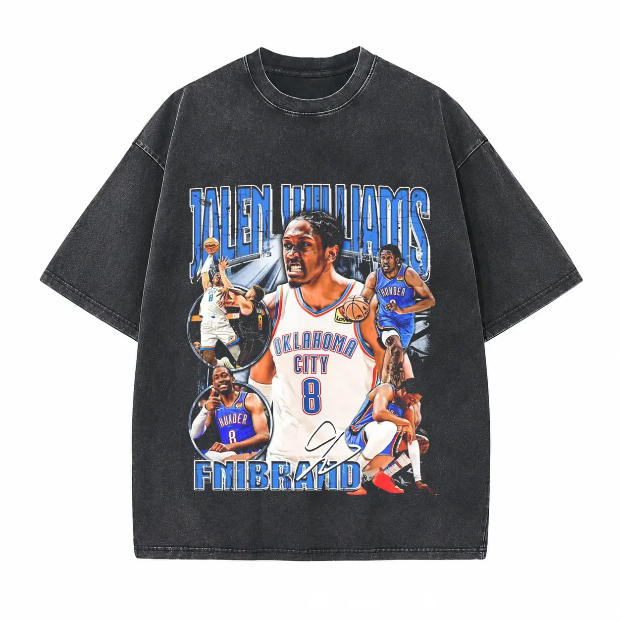 Vintage Number 8 Player Collage Graphic Printed Unisex Washed T-Shirt