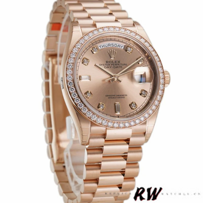 Rolex Day-Date 128345RBR Champagne Rose Dial Everose Gold 36MM Unisex Replica Watch