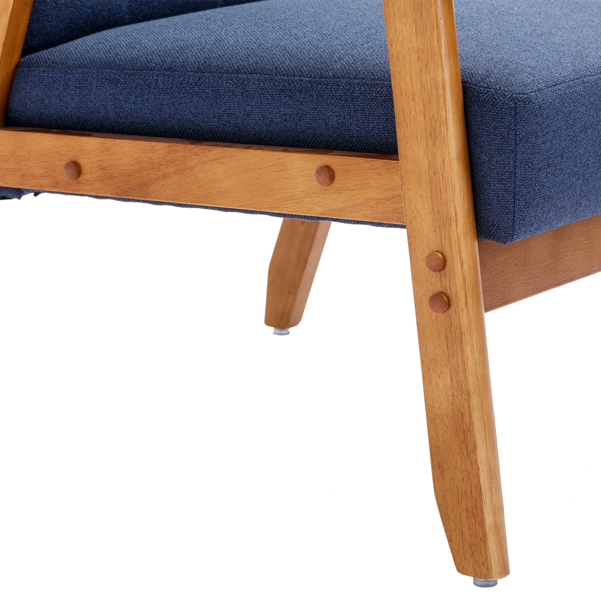 Ufurpie Mid Century Modern Armchair with Wood Frame,Linen Fabric Comfy Reading Chair,Accent Chair for Living Room Bedroom,Navy - Image 12