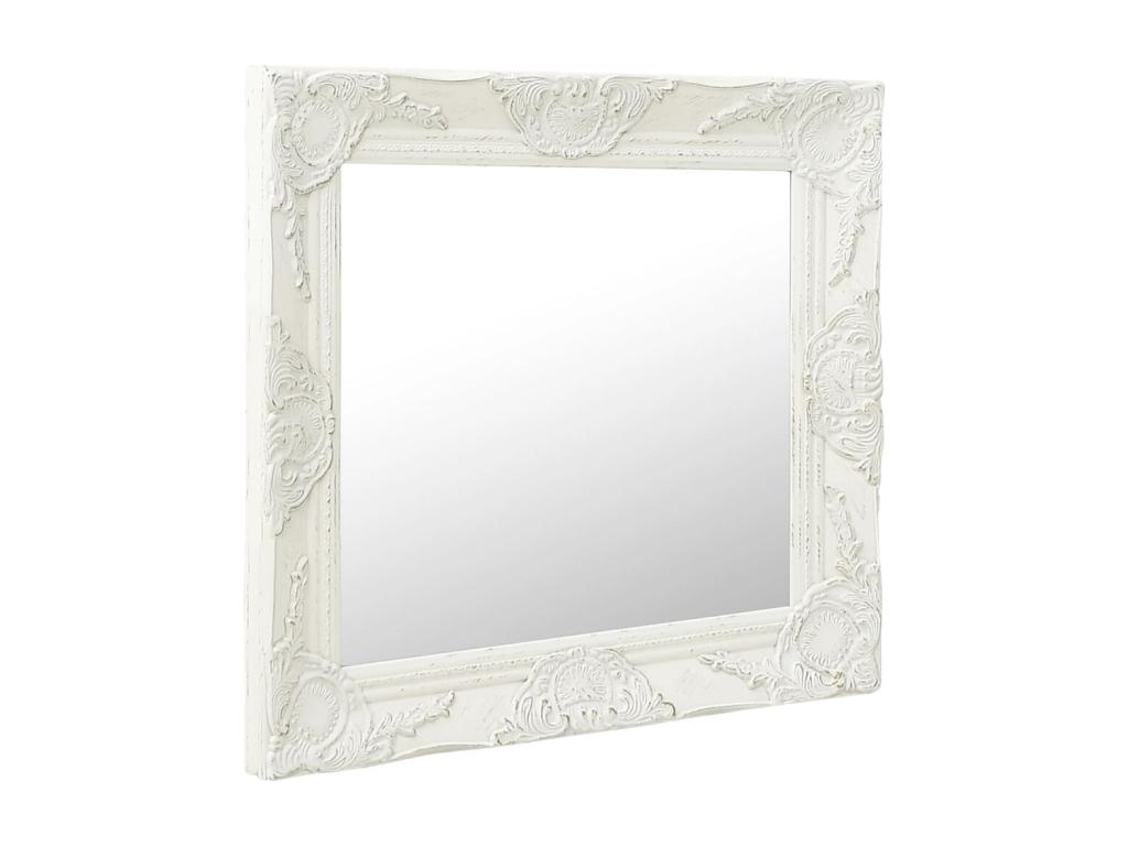 Espejo de pared estilo barroco blanco 60x60 cm