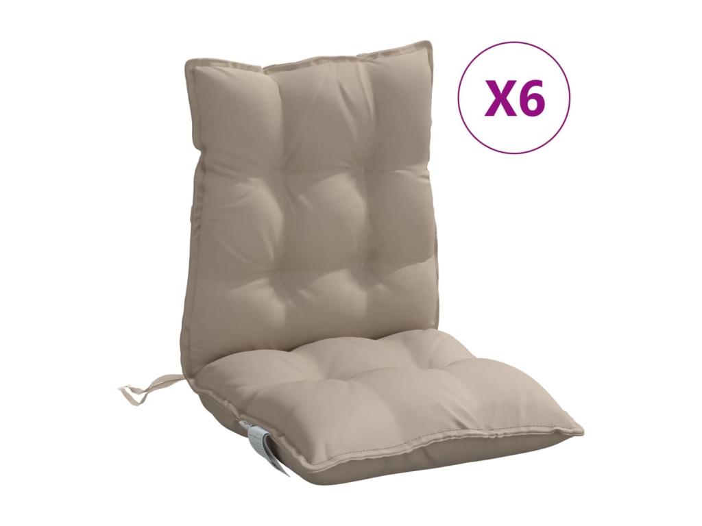 Cojines para silla respaldo bajo 6 uds tela Oxford gris taupe