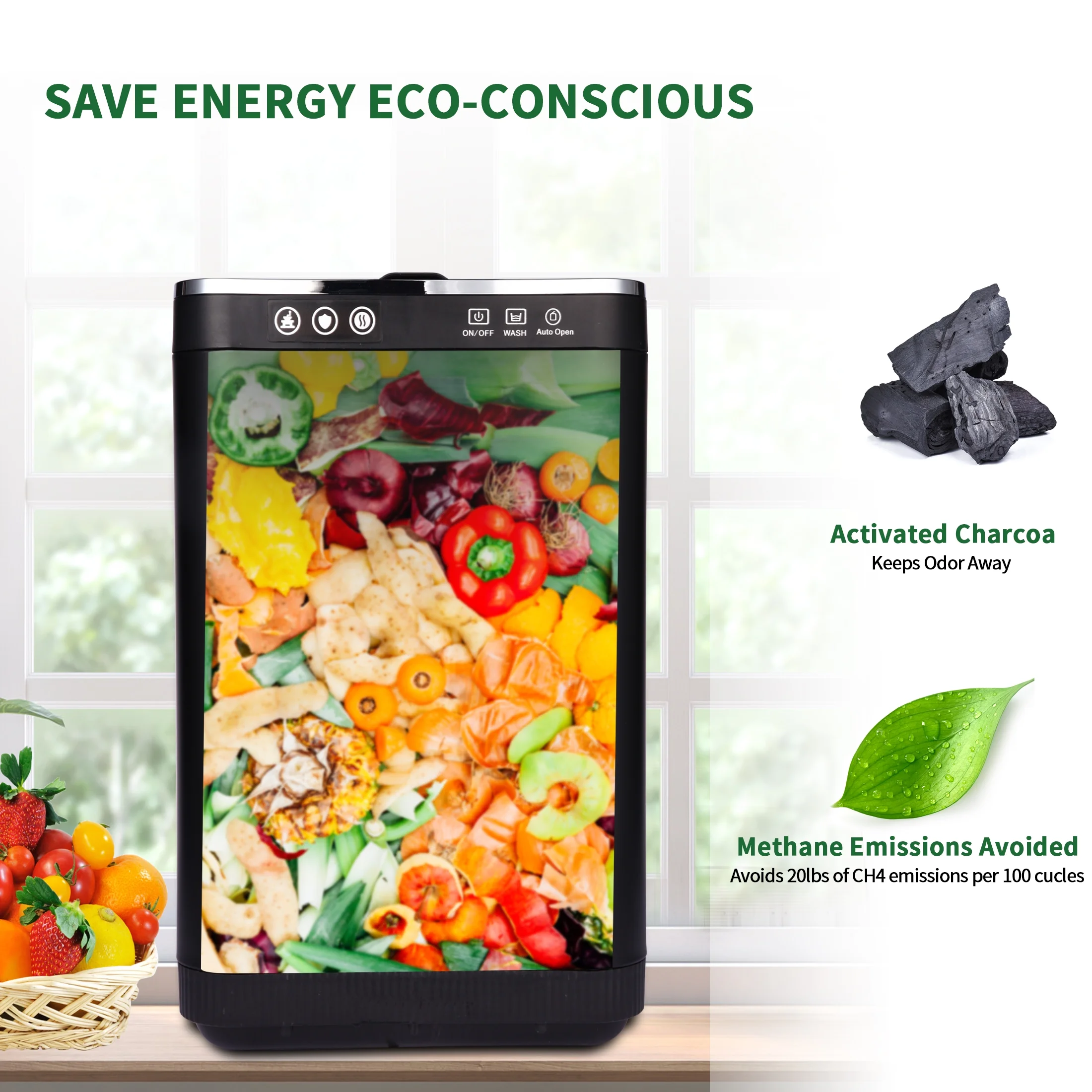 KEEPEEZ 4L Large Capacity Odoroster for Kitchen,Turn Food Waste to Fertilizer for Garden, Food Waste Compost Machineless Quiet Electric Comp - Image 4
