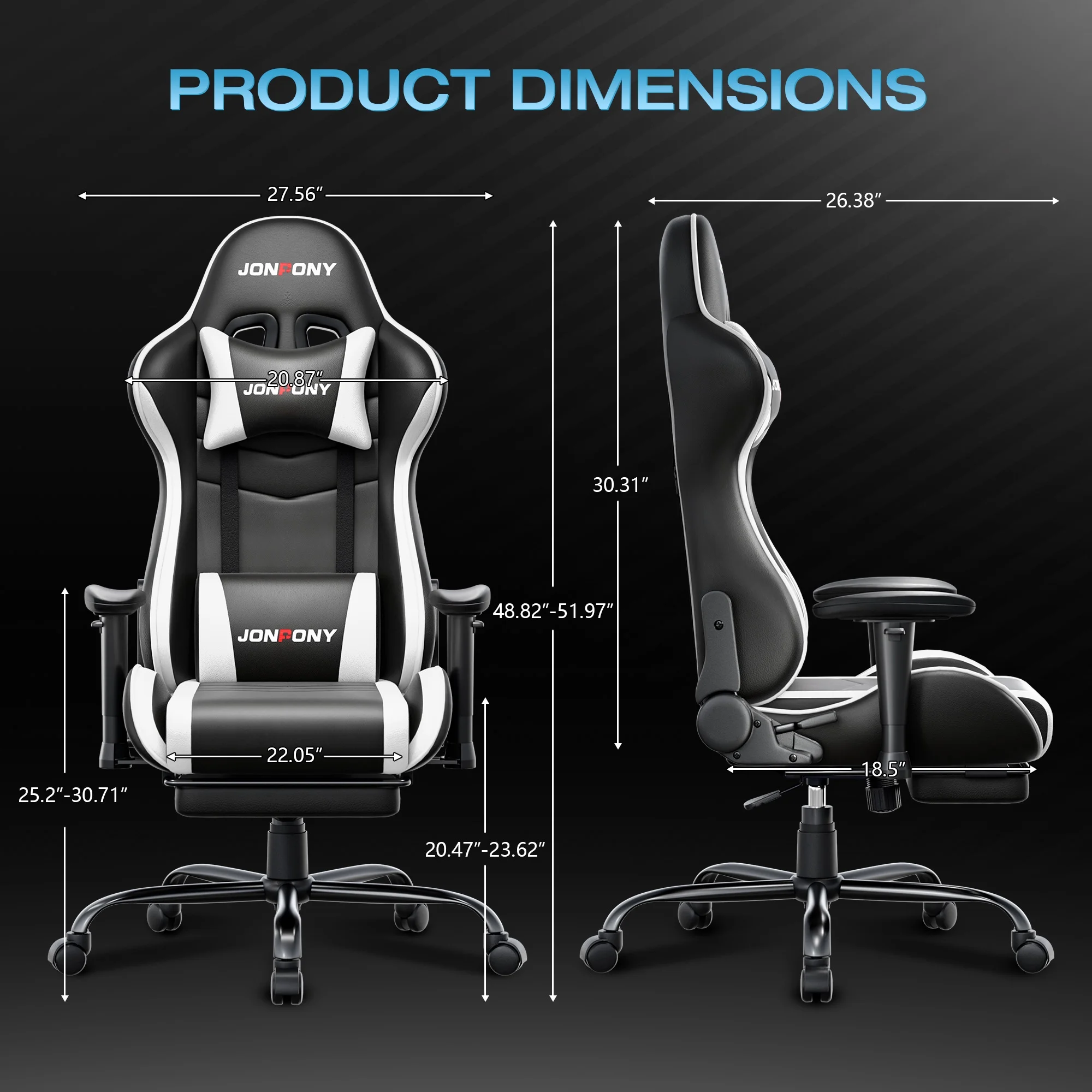 JONPONY Big and Tall 500LBS Gaming Chair, Ergonomic Design, Gamer Chair PU Leather with Footrest and Lumbar Support, High Back Office Chair Support 8 Hours Long Sitting, Computer Chair,Red - Image 48