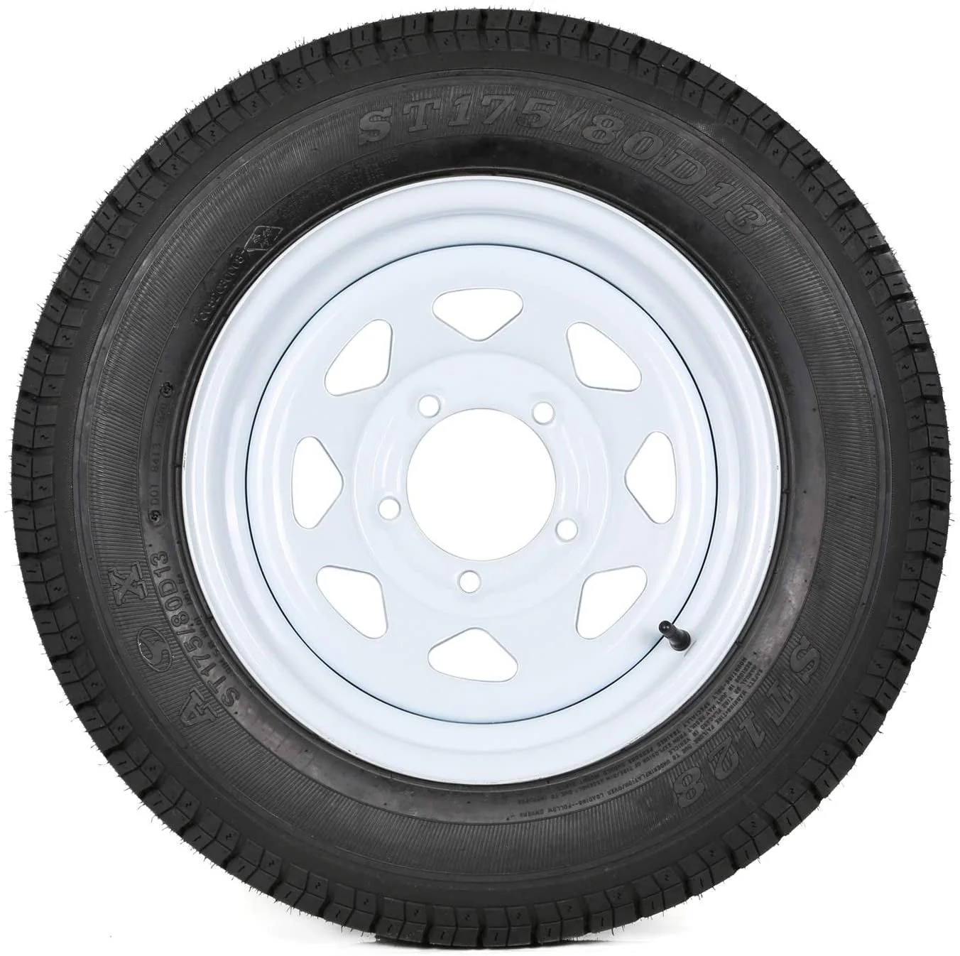 WEIZE ST175/80D13 Trailer Tires With 13" White Wheel - 5 on 4-1/2 - Load Range C, 6PLY, Set Of 2 - Image 2