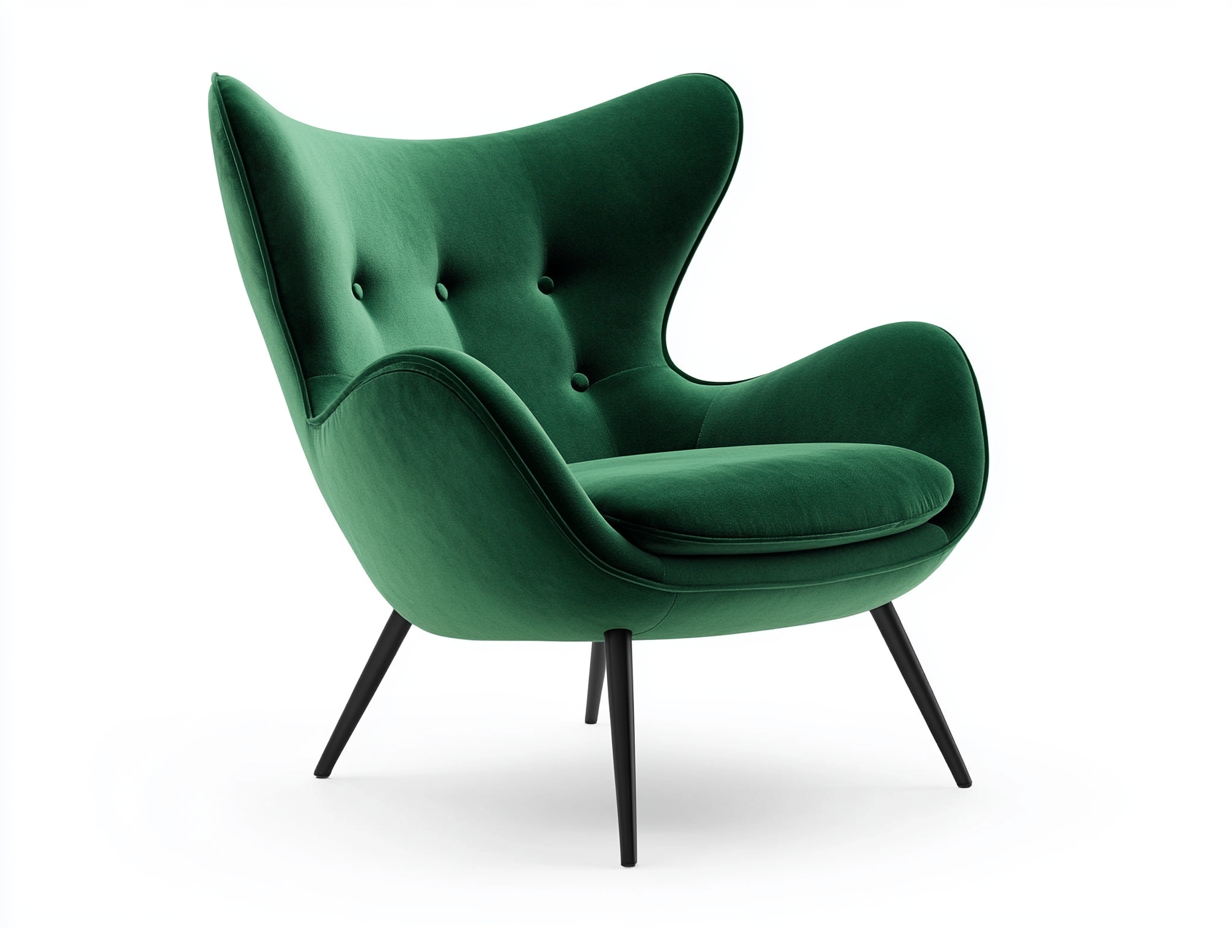 Sillón tipo wingback verde esmeralda