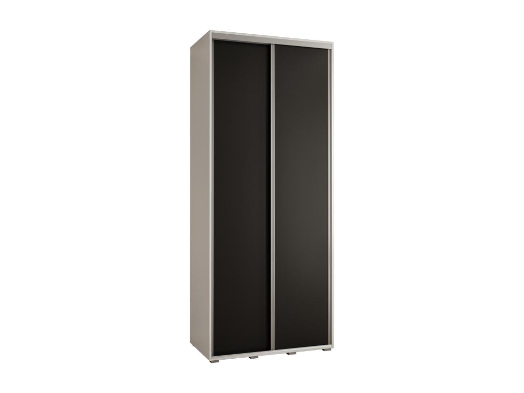 ARMARIO DAVOS 1 DE PUERTAS CORREDERAS 235,2/100/45 2 puertas (Blanco/Negro/Plata)