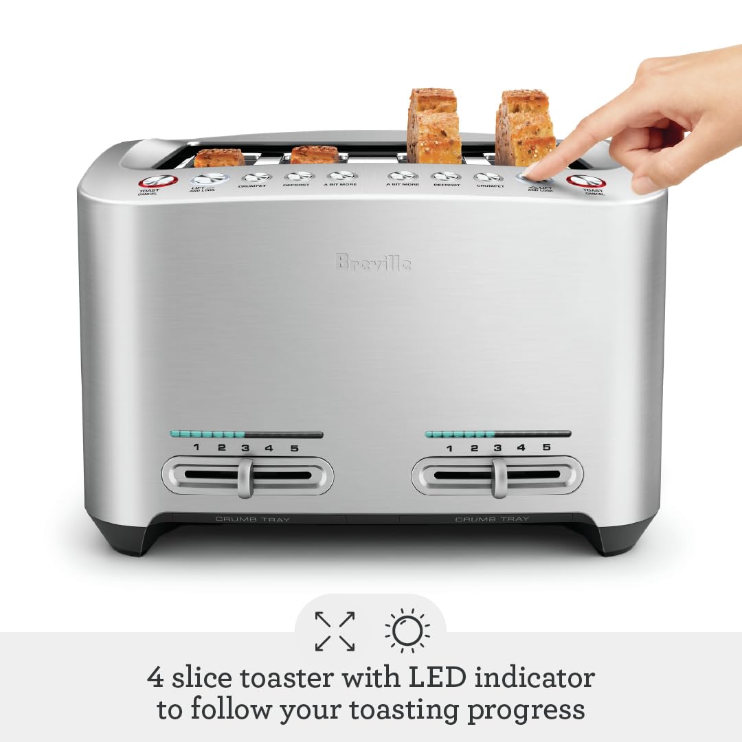 Breville Die-Cast Smart Toaster, 2-Slice, Brushed Stainless Steel