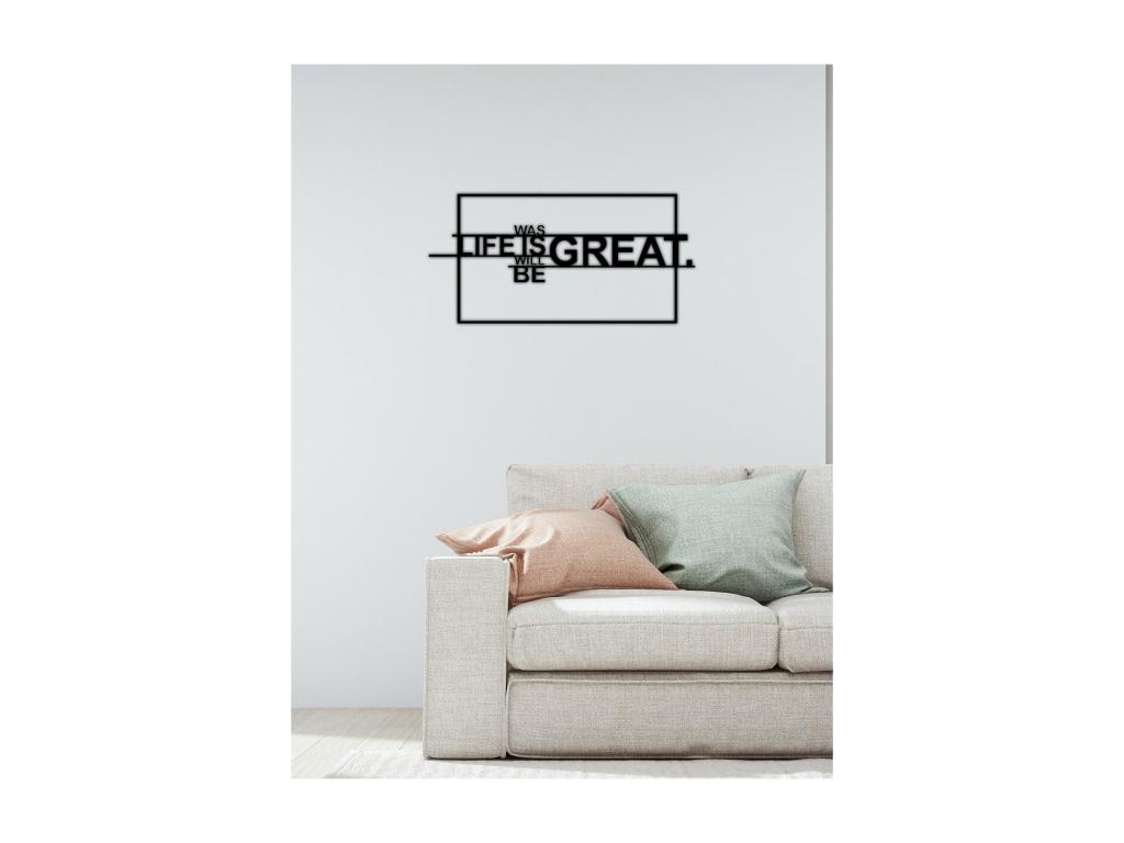 Decoración de Metal Great, Negro, 75x0,15x36 cm cm, Laocacasas