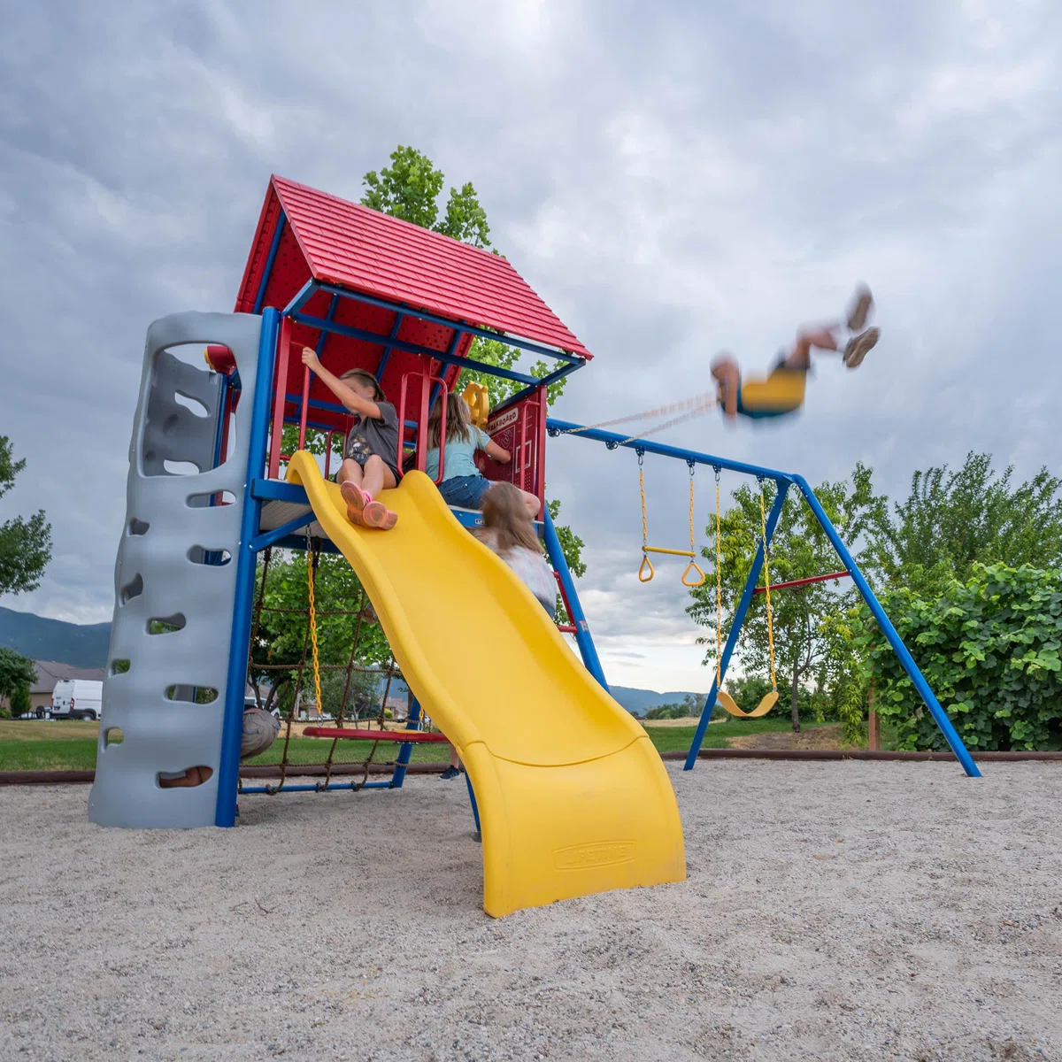 WAYFAIR Lifetime Powder Coated Steel Swing Set With 2 Swing(S) , 1 Slide(S)