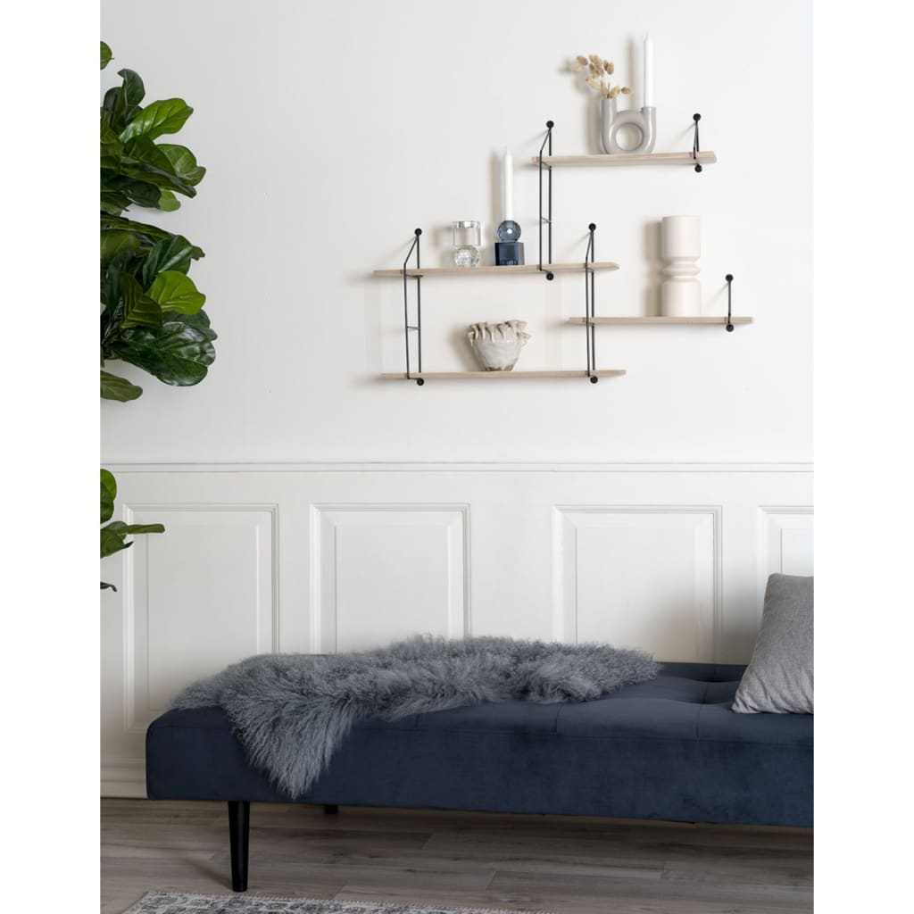 House Nordic - Wandplank Naturel - 99x17x62cm - Set van 4 - Harlem