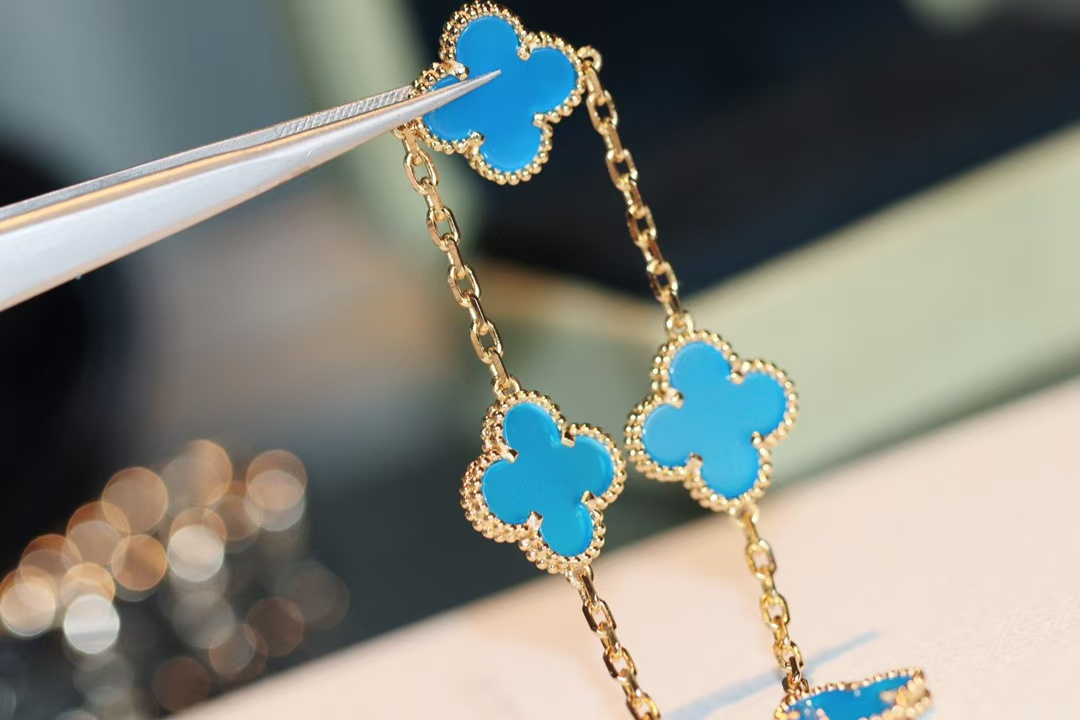 VCA Blue Vintage Alhambra Five Clover Bracelet - Original Replica Club