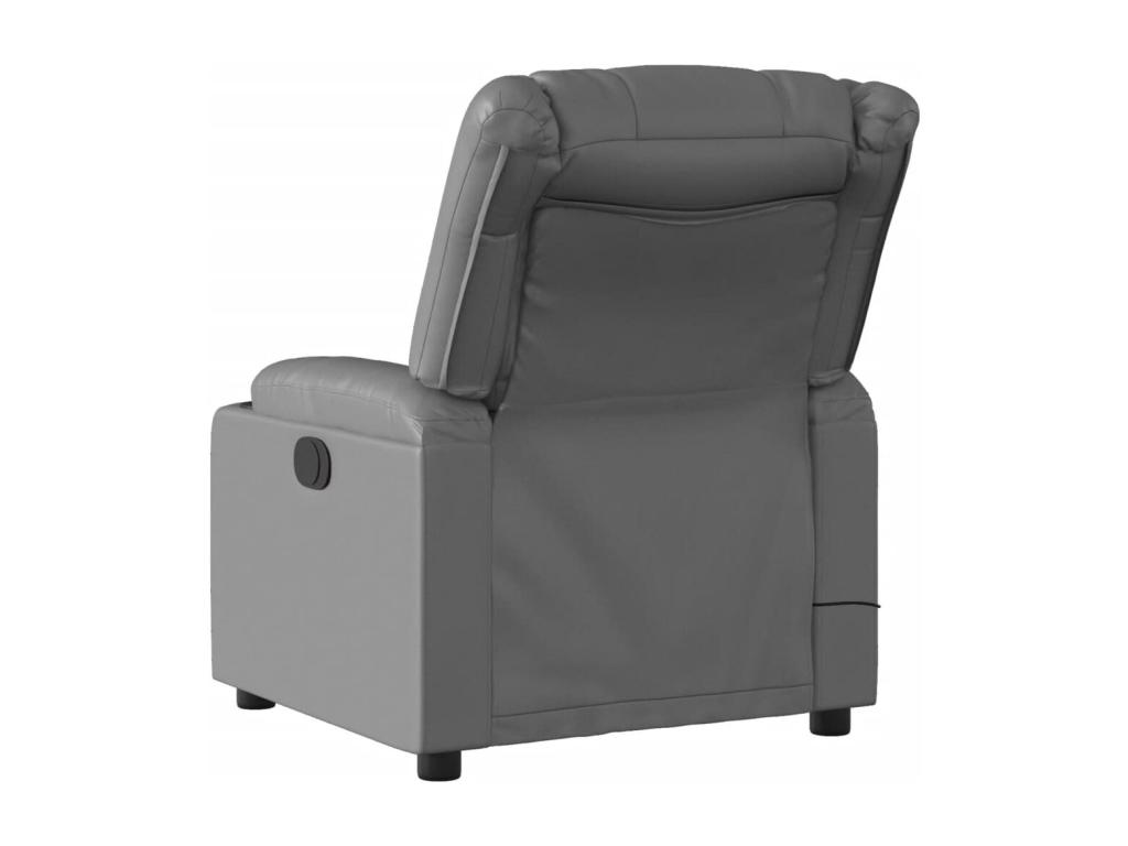 Sillón de masaje reclinable eléctrico cuero sintético gris