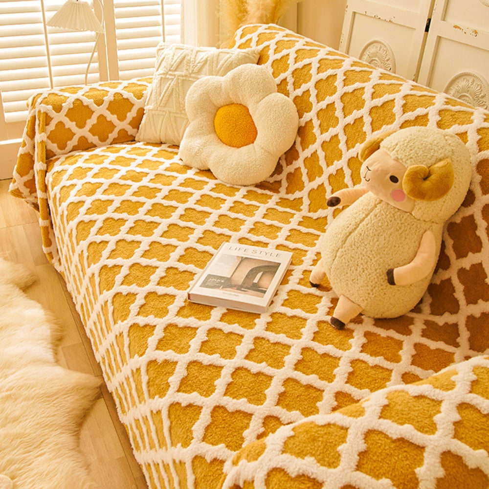 Modern Non-slip Sofa Cover Colorblock Anti-scratch Home Protective Couch Cover