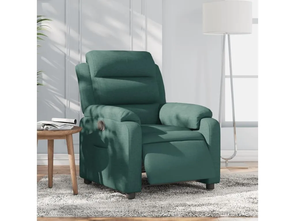 Sillón reclinable eléctrico tela verde oscuro