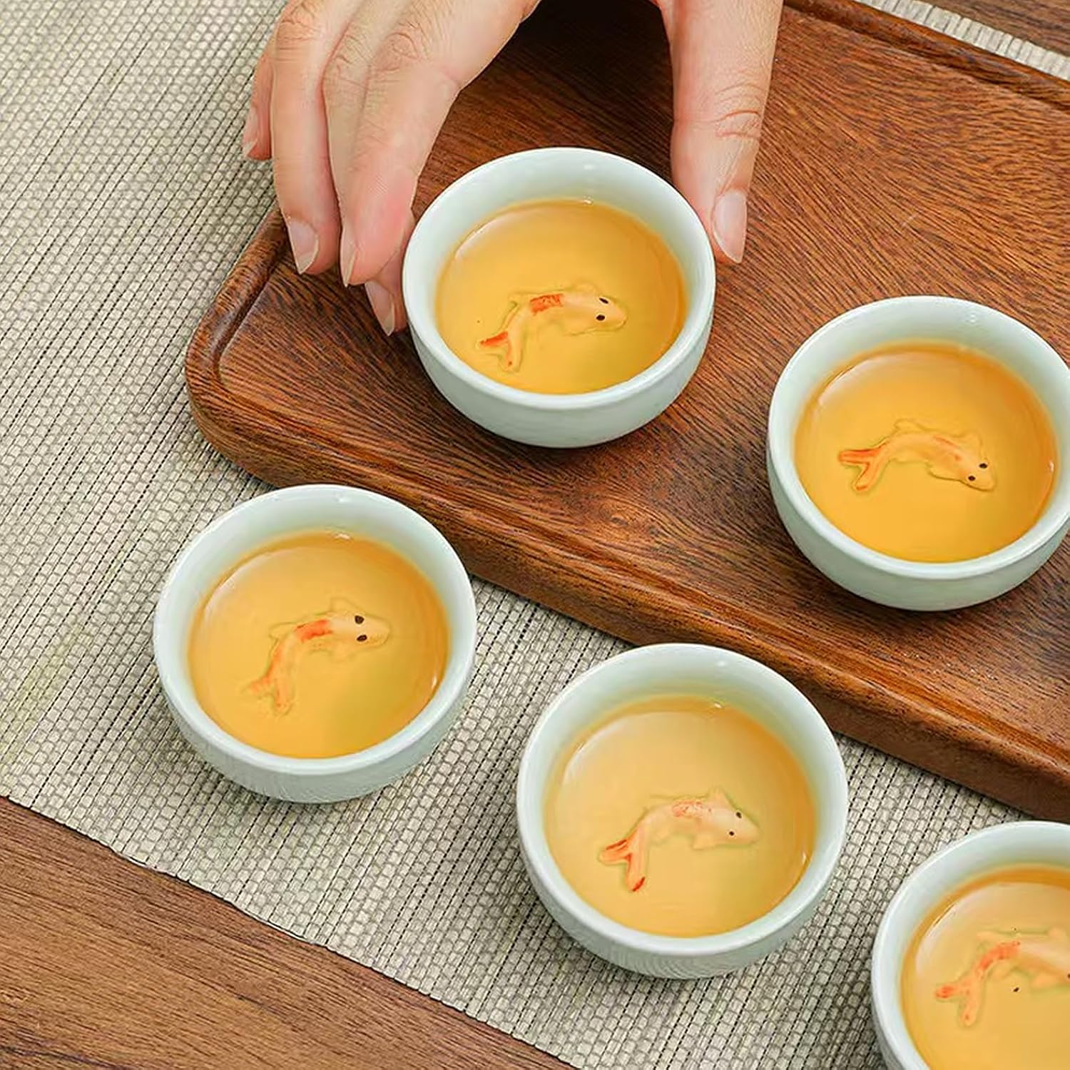 Kung Fu Tea Set, Exquisite Gifts Box Set, Koi Fish Celadon Style, Perfect for Father's Day, Mother's Day, Birthdays, Christmas