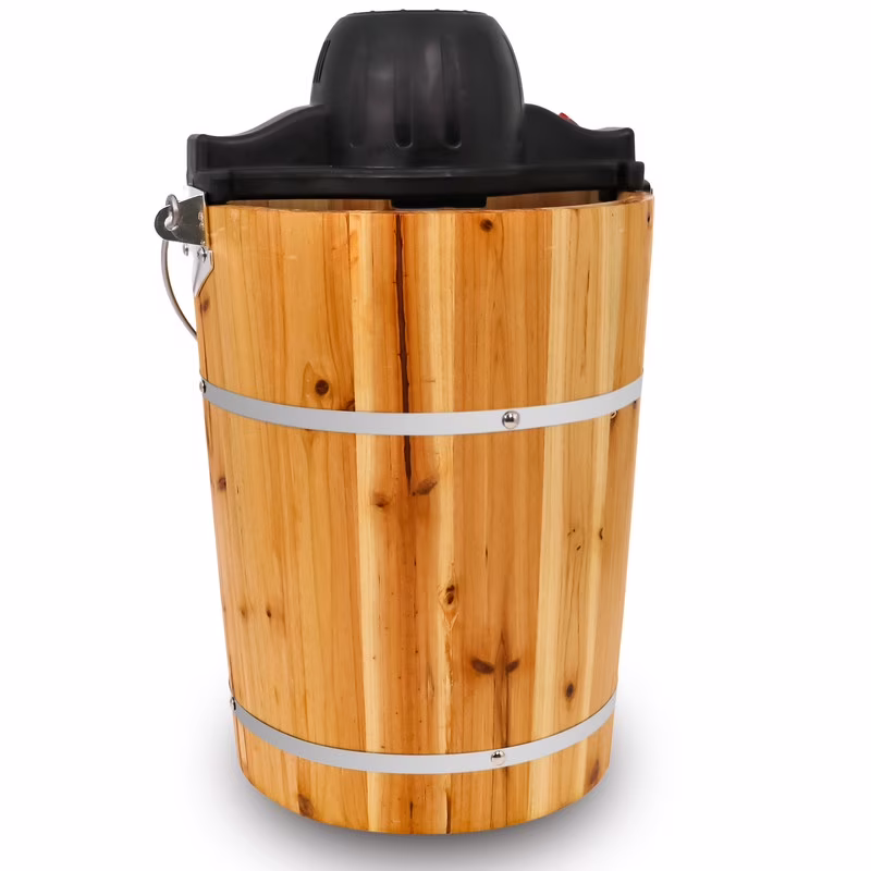 Elite Cuisine EIM569 6qt. Old Fashioned Pine Bucket Electric/Manual Ice Cream Maker