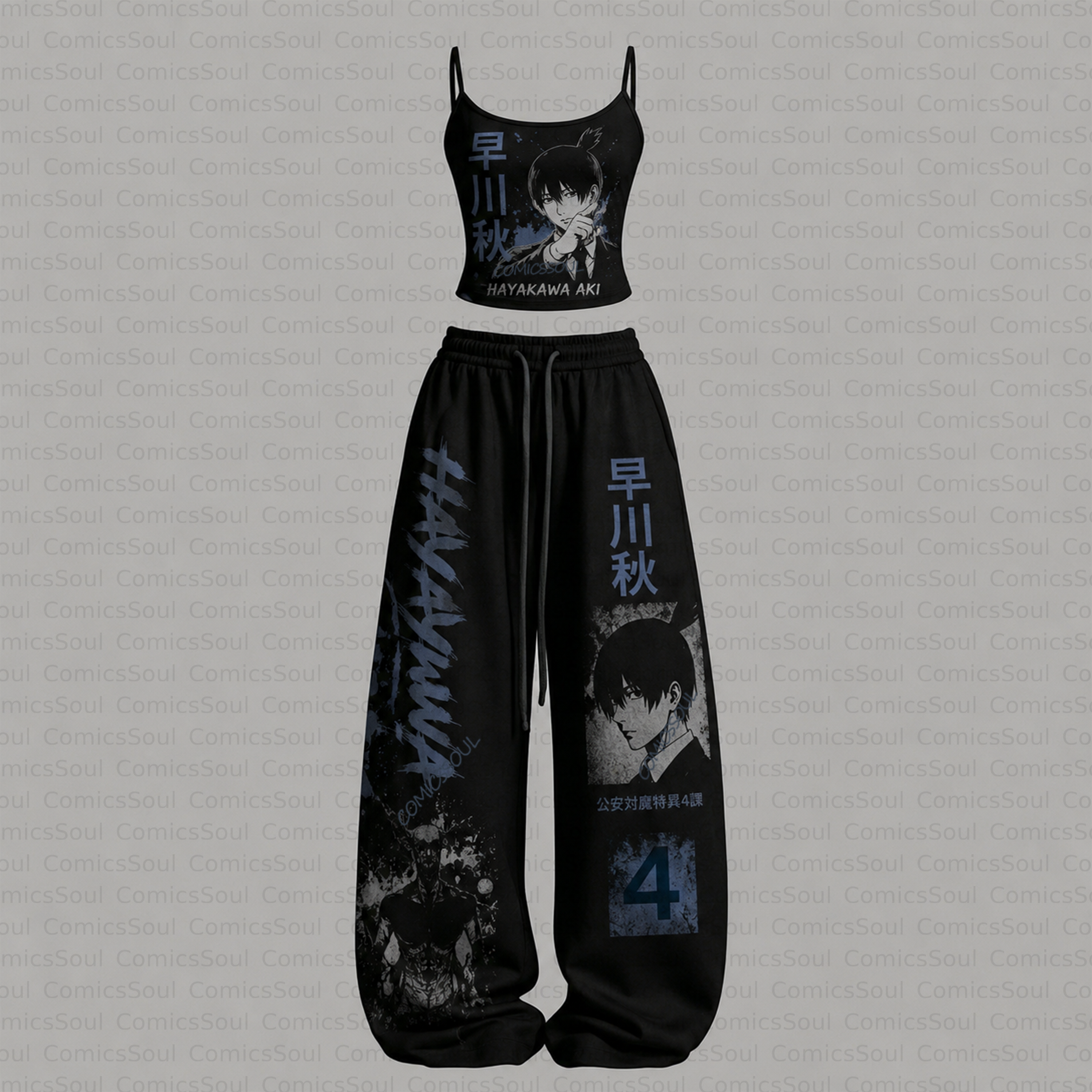 Chainsaw Man Top & Elasticated Trousers Two-Piece Set