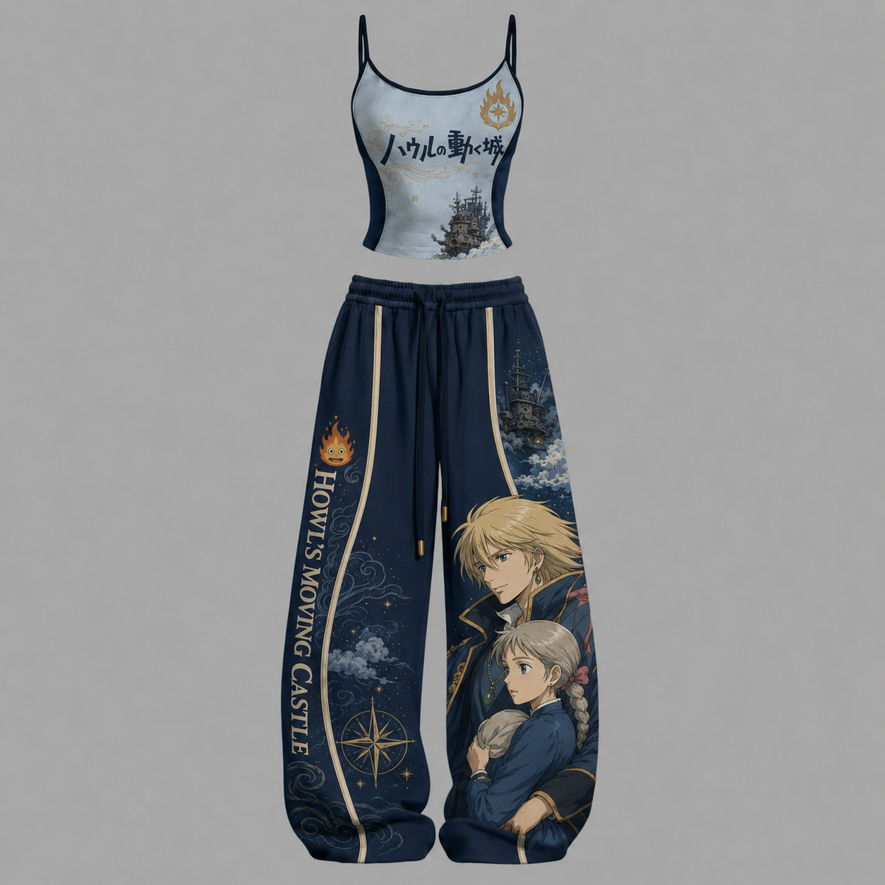 Howl's Moving Castle-Top & Elasticated Trousers Two-Piece Set TeeThreads Sustain the Scene with Custom Apparel