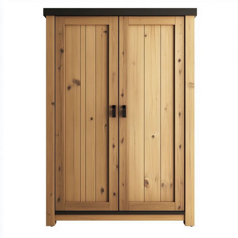 Armario de Madera Natural para Dormitorio 2 Puertas 180x90 cm