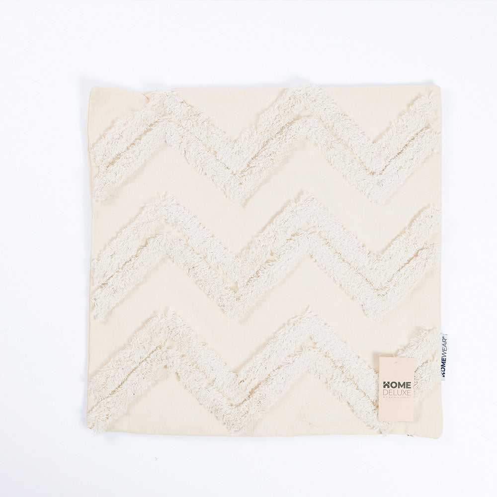 HOME DELUXE Kussenovertrek JARA met kussenvulling - 50 x 50 cm - Crème