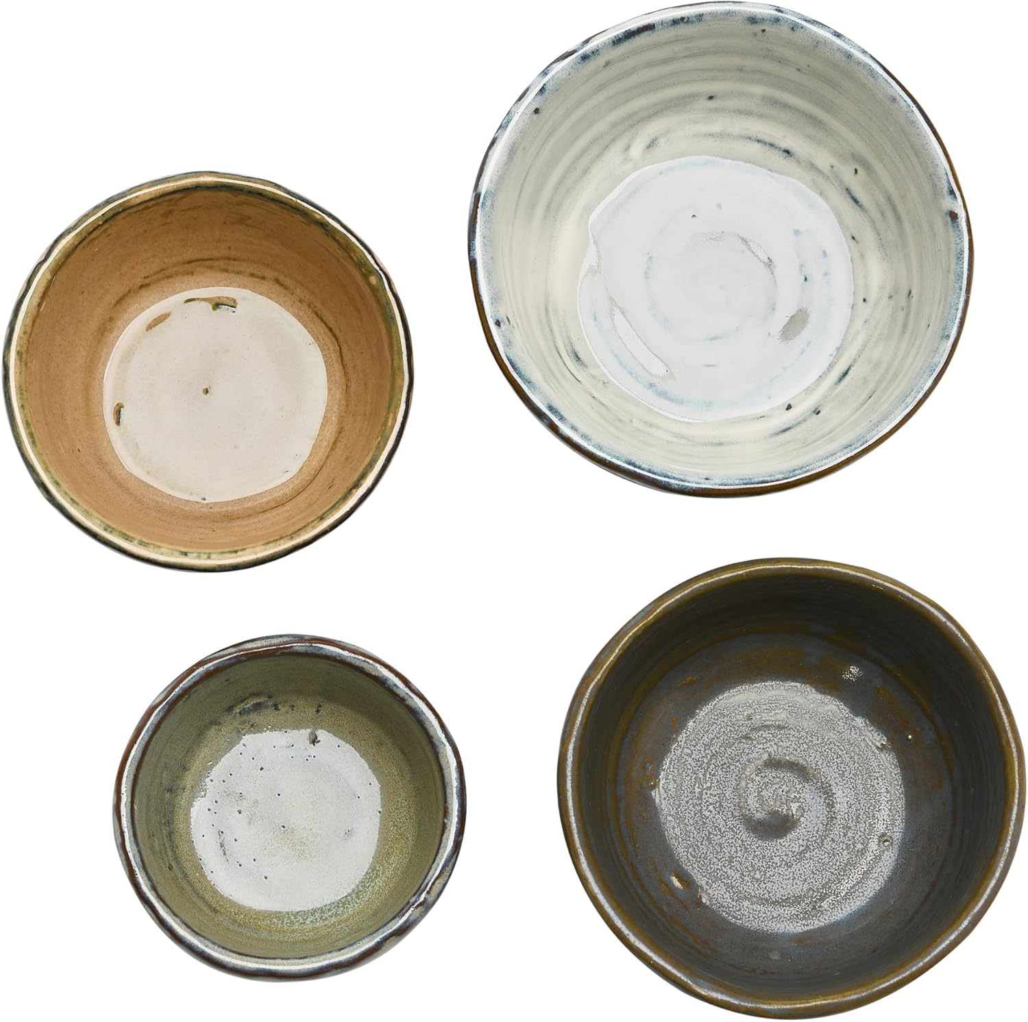 Creative Co-Op Stoneware Bowls with Reactive Glaze Finish, Set of 4