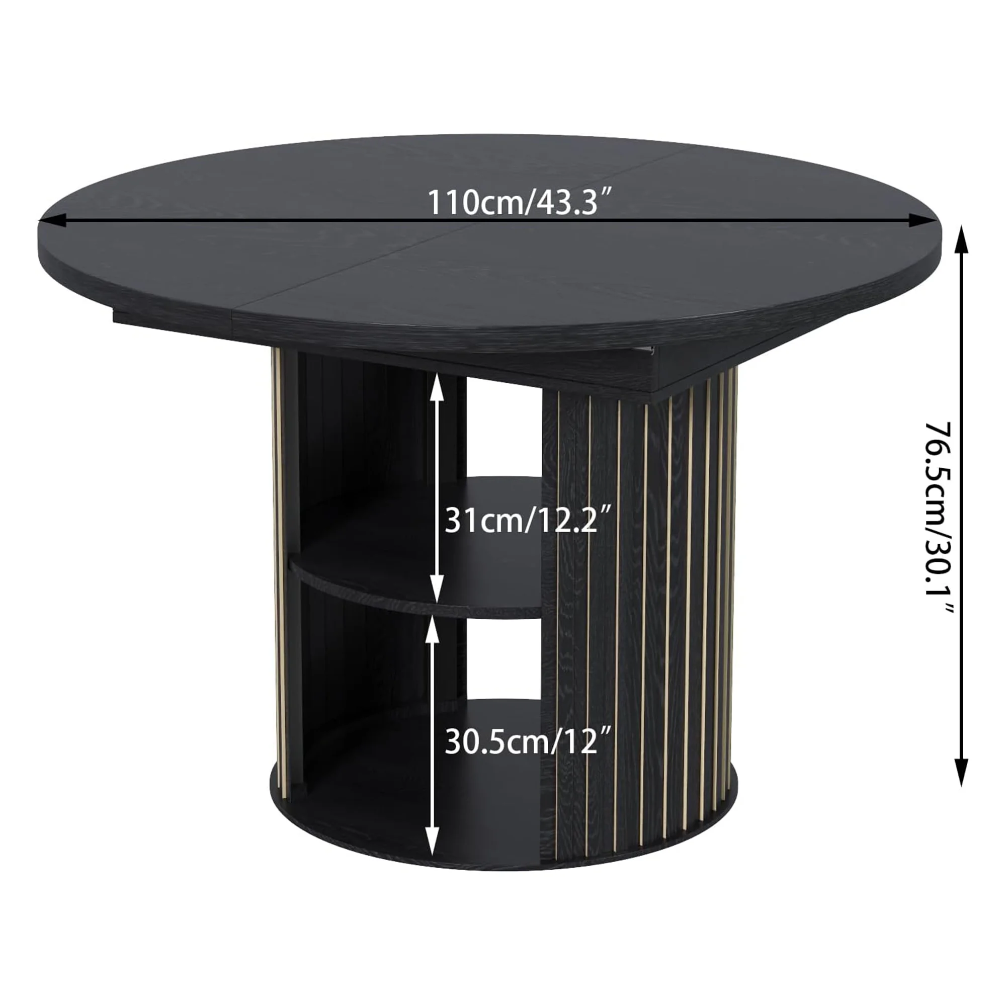 Extendable Dining Table for 4-6, Round Kitchen Table with Storage Shelf, Oval Dining Tables for Living Room (Walnut) - Image 10
