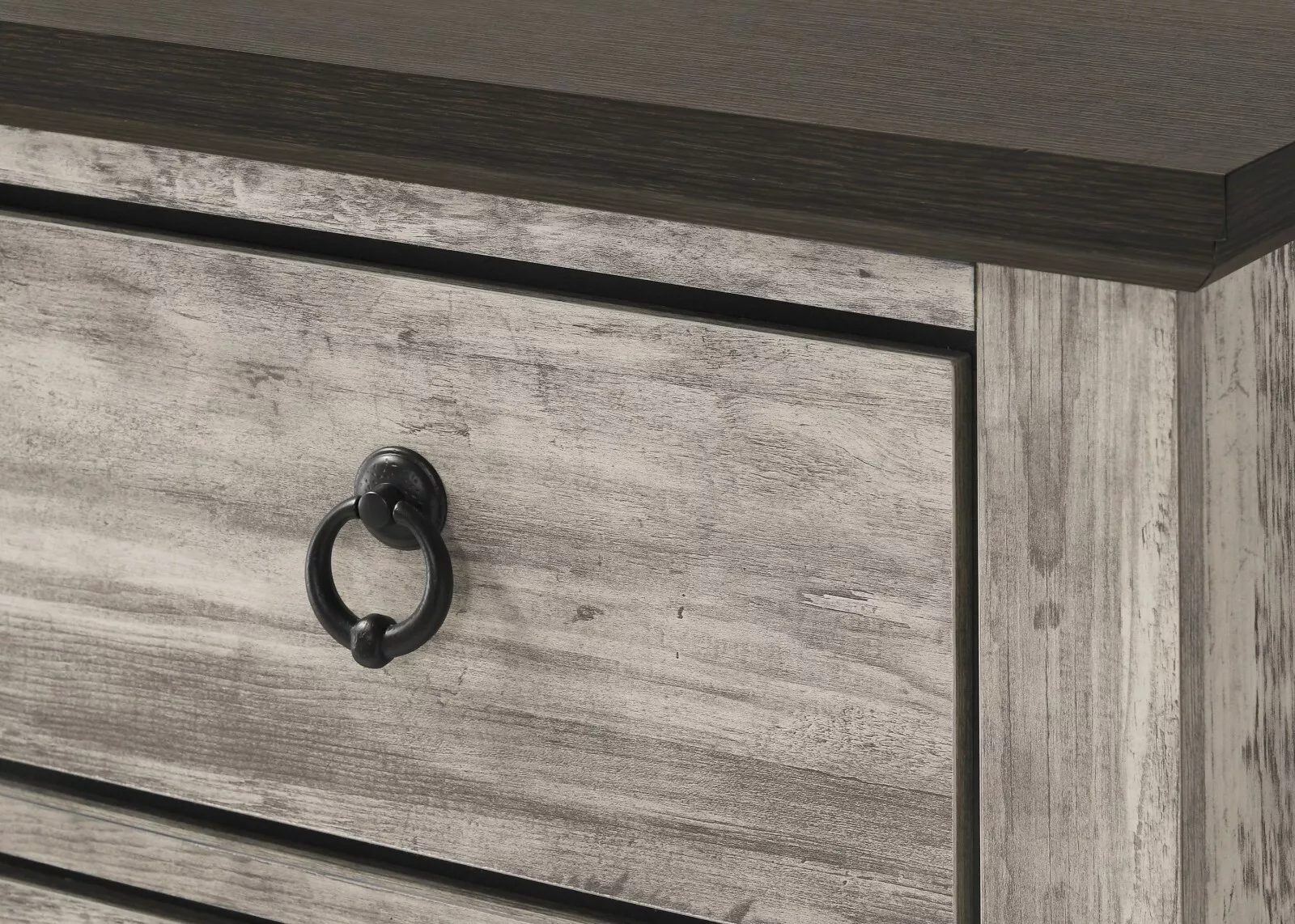 Rustic Gray Poster King Size 3pc Bed Set Storage Chest Nightstand Furniture - Image 6