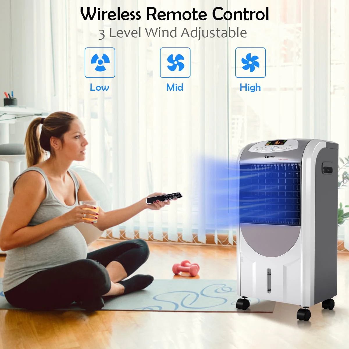 Costway Portable Air Cooler Fan & Heater Humidifier with Washable Filter Remote Control - Image 4